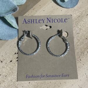 Ashley Nicole Twisted Hoop Silvertone Pierced Earrings